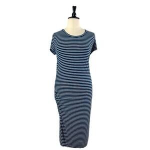 Time and Tru Maternity Dress Tee Shirt Midi Blue Stripe Women’s Size Large 12/14